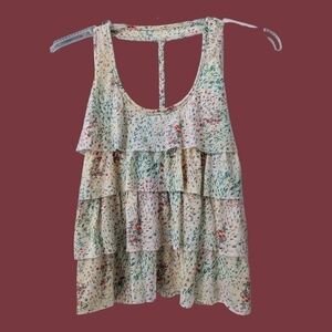 NEW ⭐MUDD racer back floral ruffle tank, small